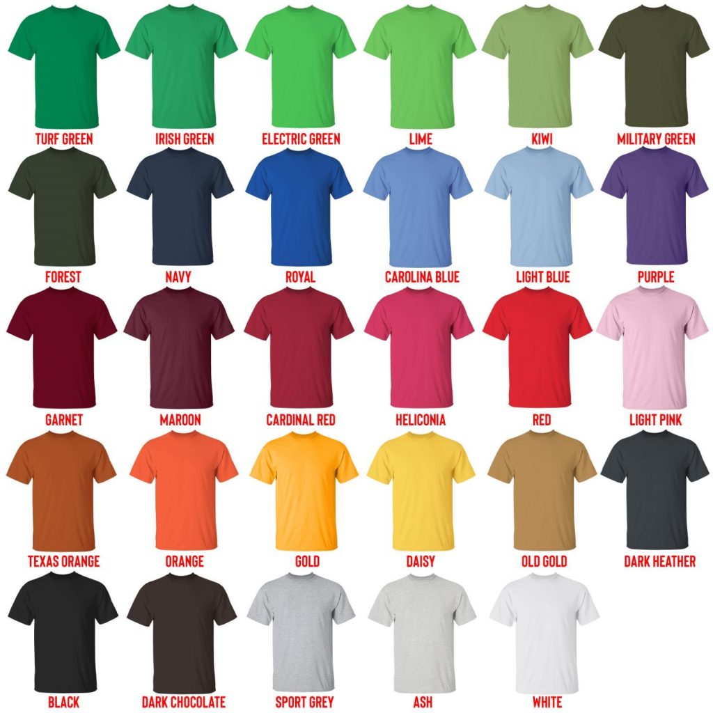 t shirt color chart - Spencer Barbosa Shop